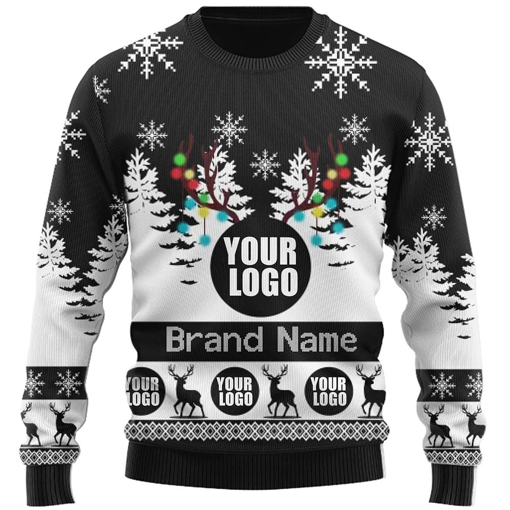 Live Preview Custom Company Logo Ugly Christmas Sweater 4